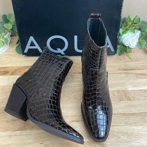 Aqua Star Patent Block Heel Ankle Boots 7.5M